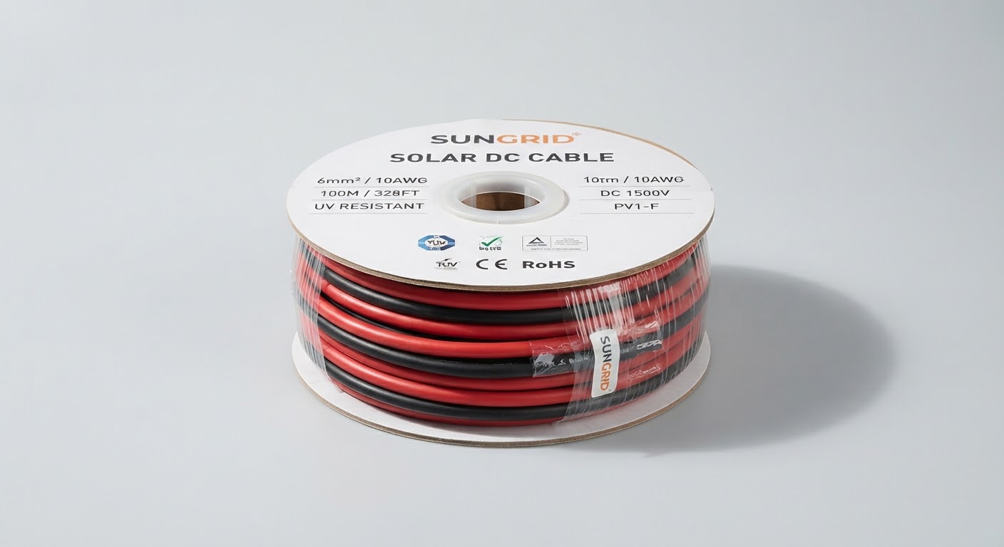 Solar DC Cable 6mm — 100m Roll (TUV Certified) — 6mm² · 1500V DC · UV Resistant
